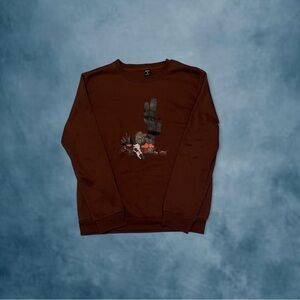 Brown western design Crewneck Sweater Casual Style